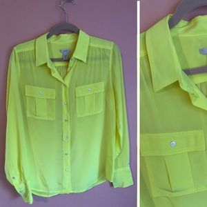 J Crew Blythe Button-down Blouse, Size 4, Lemon